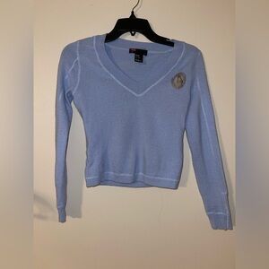 Diesel Blue V-Neck Sweater Wool with Emblem Sm